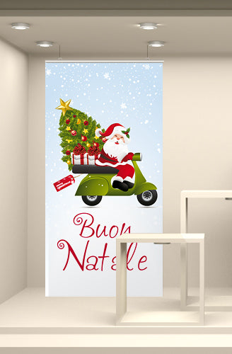 Fondale Babbo Natale sulla vespa