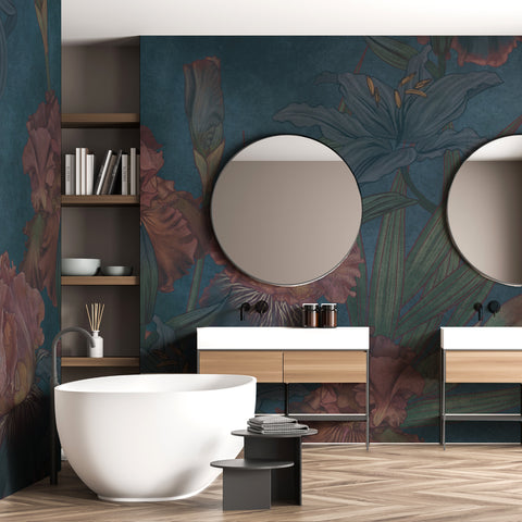 Carta da parati in Fibra di Vetro Iris and Lilies bagno 3