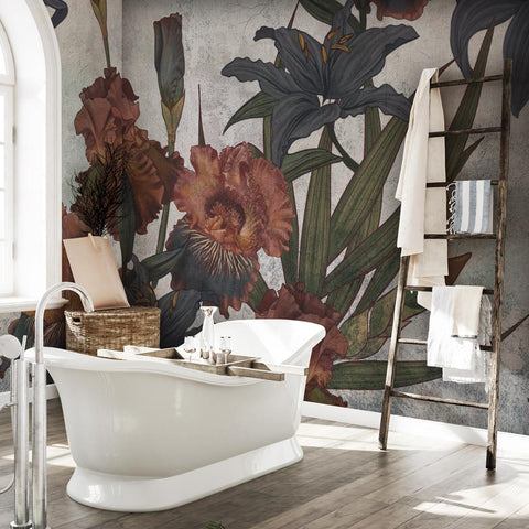 Carta da parati in Fibra di Vetro Iris and Lilies bagno 3