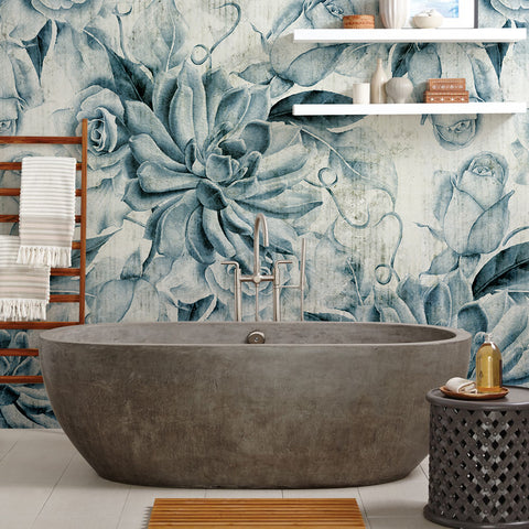 Carta da parati Rose e magnolie bagno 2
