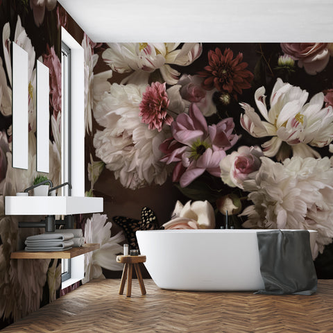 Carta da parati Fiori dipinti - bagno