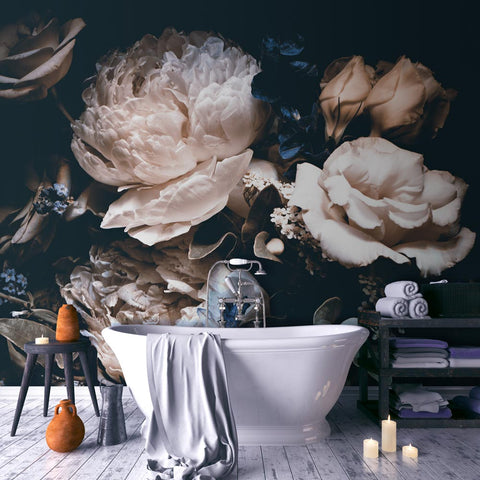 Carta da parati Bouquet di peonie - bagno