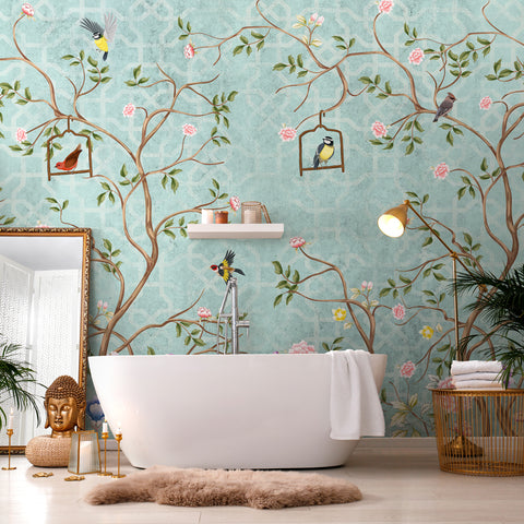 Carta da parati Shabby Spring bagno 2