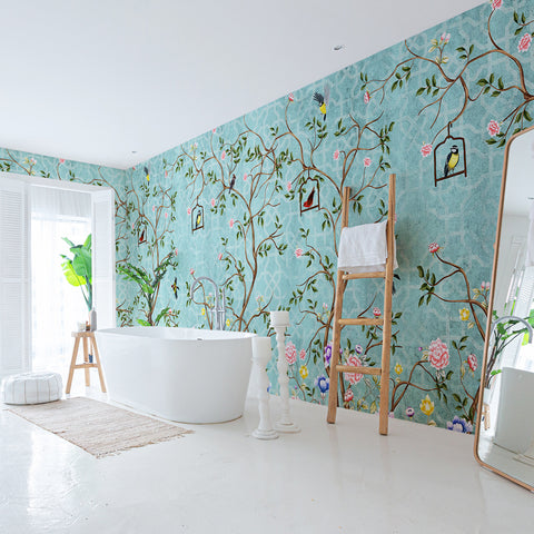 Carta da parati Shabby Spring - bagno