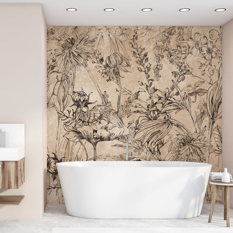 Carta da parati in Fibra di Vetro Fiori Incisi - bagno