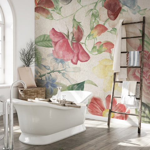 Carta da parati Affresco floreale - bagno