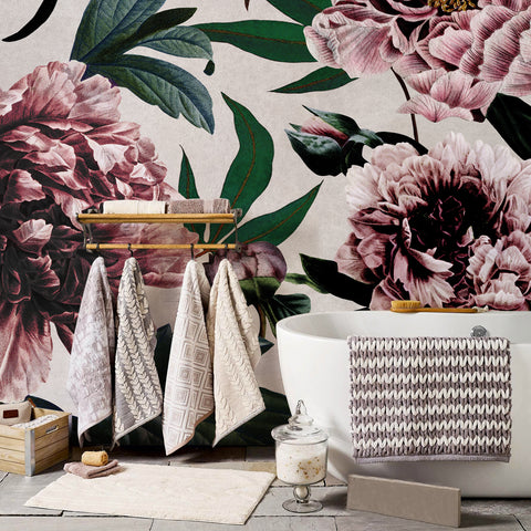 Carta da parati Peonie eleganti - bagno