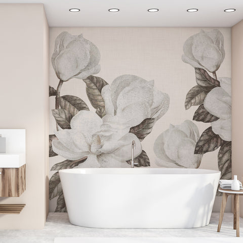 Carta da parati in Fibra di Vetro Magnolia grandiflora bagno 2