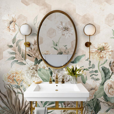 Carta da parati Giardino geometrico bagno 3