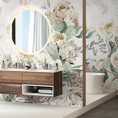 Carta da parati Giardino geometrico - bagno