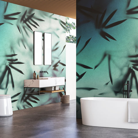 Carta da parati in Fibra di Vetro Bamboo bagno 2