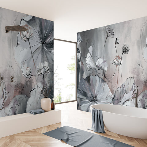 Carta da parati in Fibra di Vetro Lotus - bagno