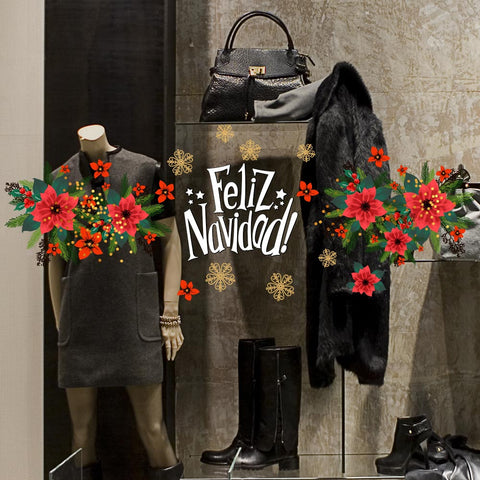 Merry christmas floreale | Vetrofania