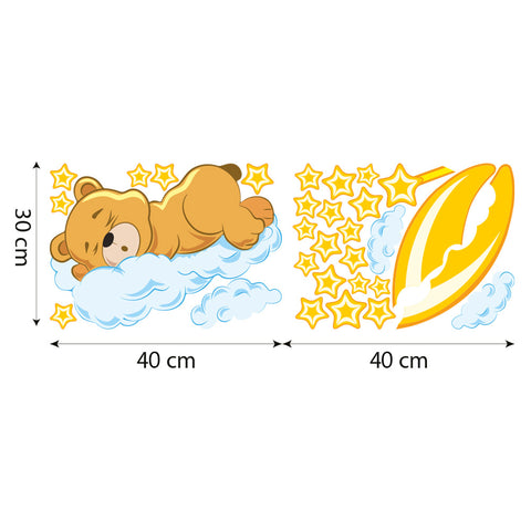 Adesivi murali per bambini Orsetto sogni d'oro Dimensioni