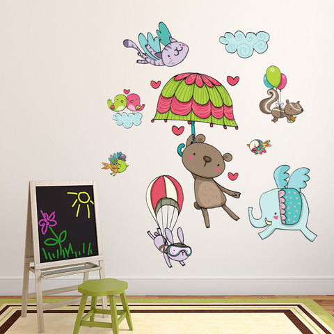 Adesivo murale effetto tessuto Orsetto con ombrello 2