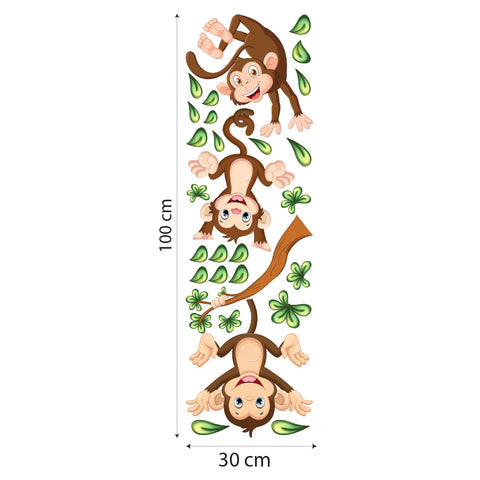 Adesivi murali per bambini Scimmiette al trapezio dimensioni