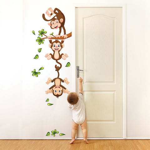 Adesivi murali per bambini Scimmiette al trapezio