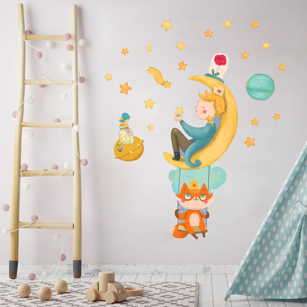Adesivi murali bambini camerette stoffa riposizionabile - Il Piccolo  Principe e