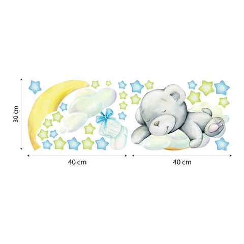 Adesivi murali per bambini Orsachiotto dormiglione dimensioni