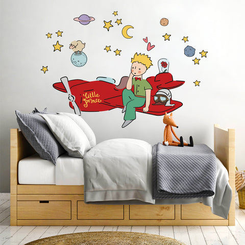 Adesivi murali per bambini Il Piccolo Principe tra i pianeti