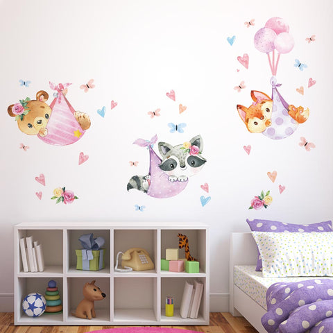 Adesivi murali per bambini Animaletti dolci in volo