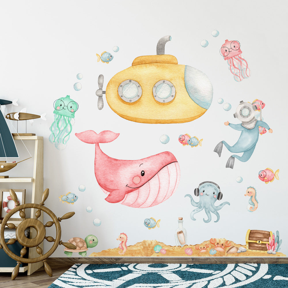 Sticker Bambini Ambiente marino - Adesivi Murali