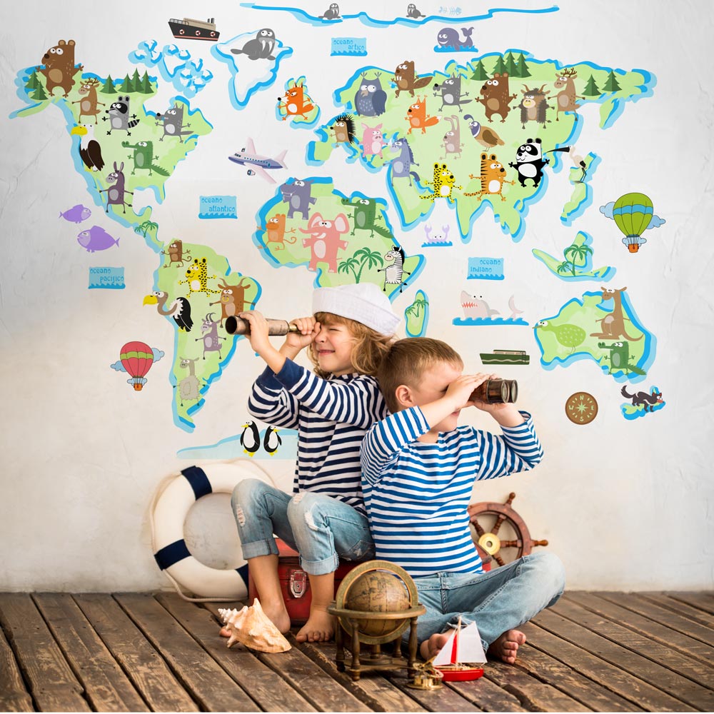 Sticker Bambini Animaletti del mondo - Adesivi Murali