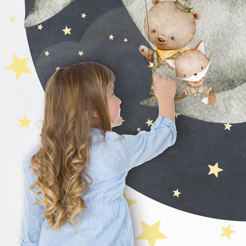 Adesivo murale per bambini Cerchio Avventura stellare Scuro dettaglio