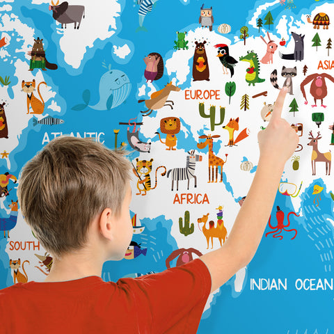 Adesivo murale per bambini Cerchio Mappamondo 3 dettaglio