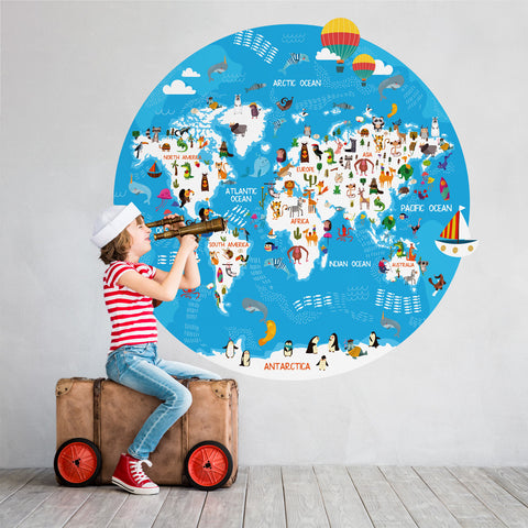 Adesivo murale per bambini Cerchio Mappamondo 3