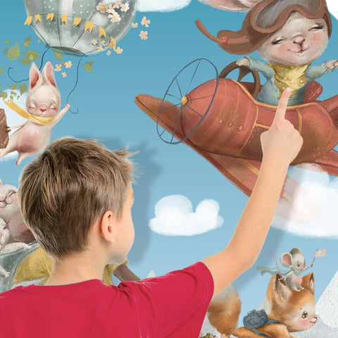 Adesivo murale per bambini Cerchio Animaletti giramondo dettaglio