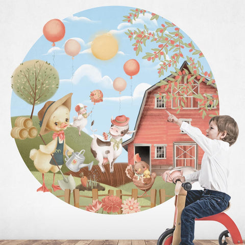 Adesivo murale per bambini Cerchio Sweet farm