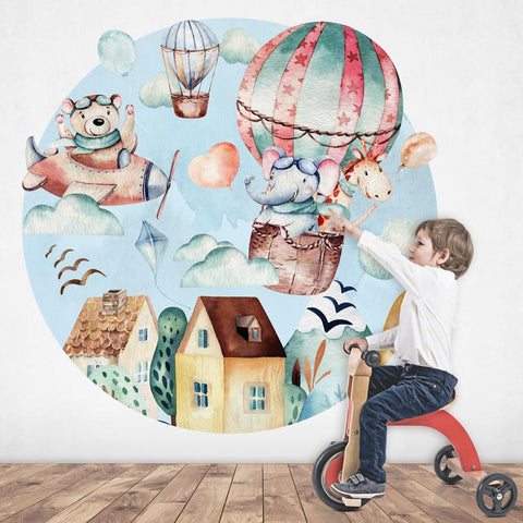 Adesivi murali per bambini Sorvolo in mongolfiera
