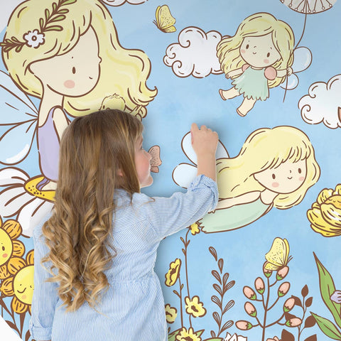 Adesivo murale per bambini Cerchio Tra i fiori dettaglio