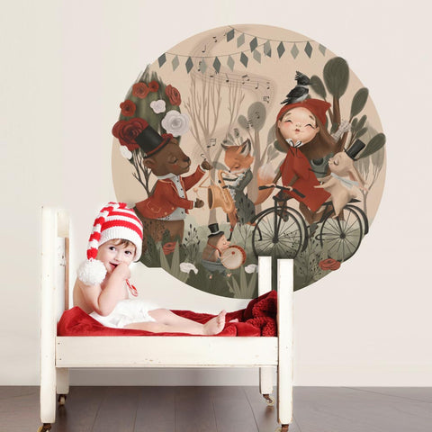 Adesivo murale per bambini Concerto di cappuccetto rosso