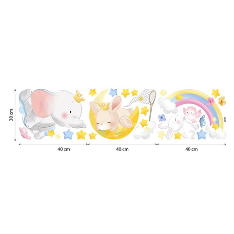 Adesivi murali per bambini Sognando l'Arcobaleno dimensioni