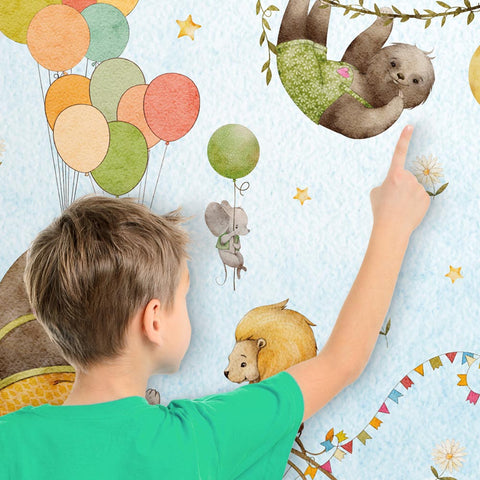 Adesivo murale per bambini Cerchio Circo di animali dettaglio