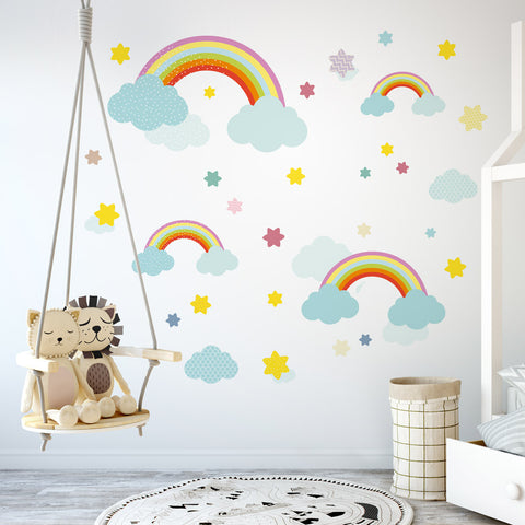 Adesivo murale effetto tessuto Arcobaleni dei sogni