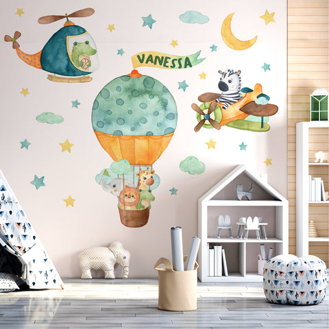 Adesivi murali per bambini Personalizza Giungla in volo
