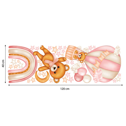 Adesivi murali per bambini Orsetti volanti XXL Rosa Dimensioni
