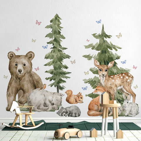 Adesivi murali per bambini Cuccioli nel bosco XXL