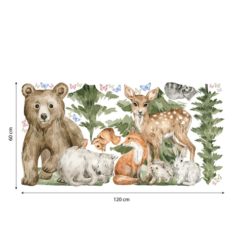 Adesivi murali per bambini Cuccioli nel bosco XXL Dimensioni