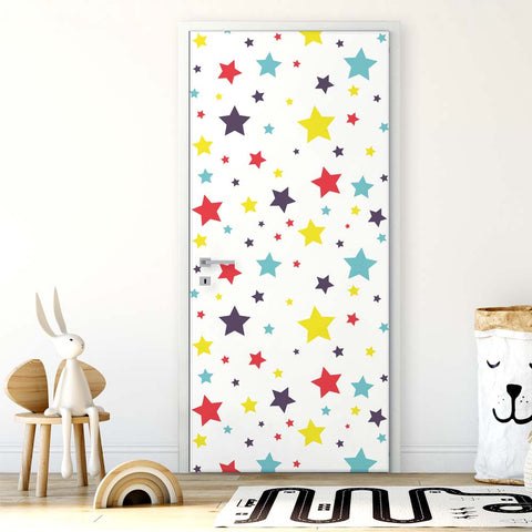 Pellicola adesiva per mobili Stelle colorate - Porta