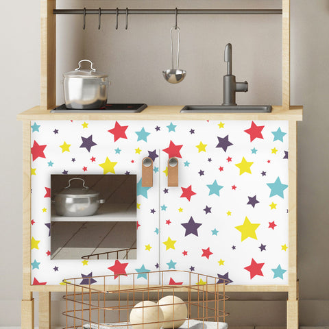 Pellicola adesiva per mobili Stelle colorate - Cassetti