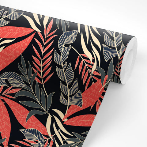 Pellicola adesiva per mobili Tropical red and black - Rotolo