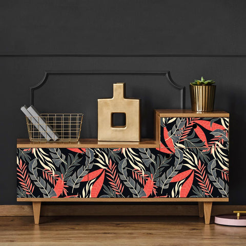 Pellicola adesiva per mobili Tropical red and black - Madia