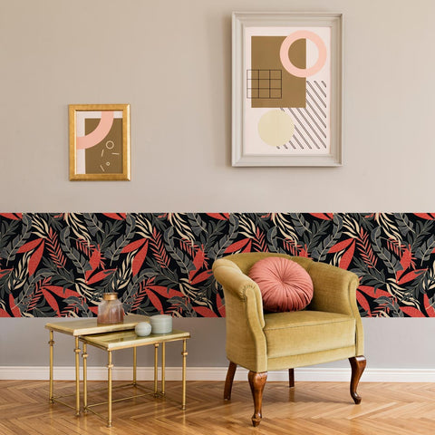 Pellicola adesiva per mobili Tropical red and black Fascia