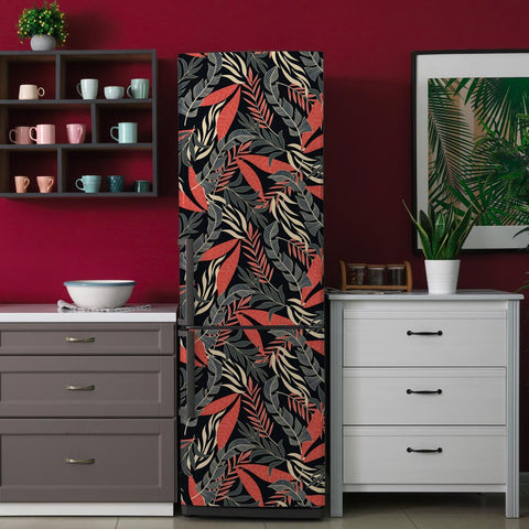 Pellicola adesiva per mobili Tropical red and black - Frigo