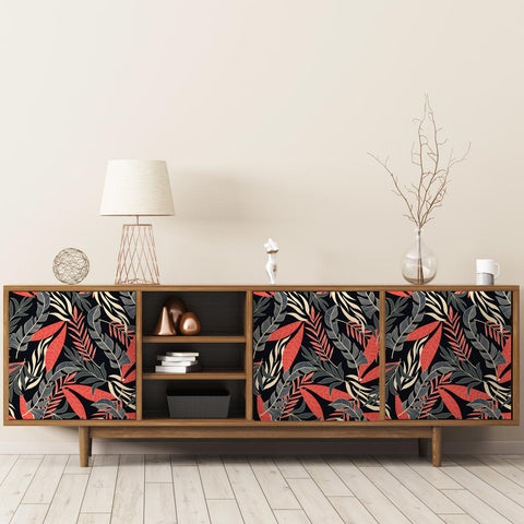 Pellicola adesiva per mobili Tropical red and black - Madia