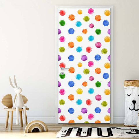 Pellicola adesiva per mobili Pois Colorati Porta